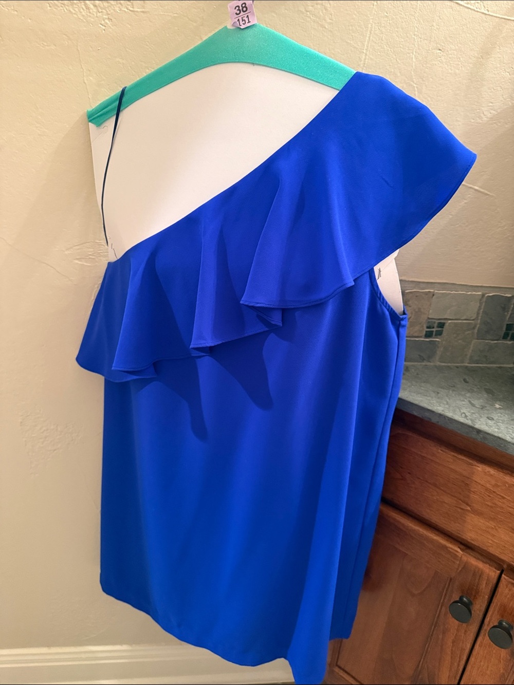 One-Shoulder Ruffle Dress in Royal Blue